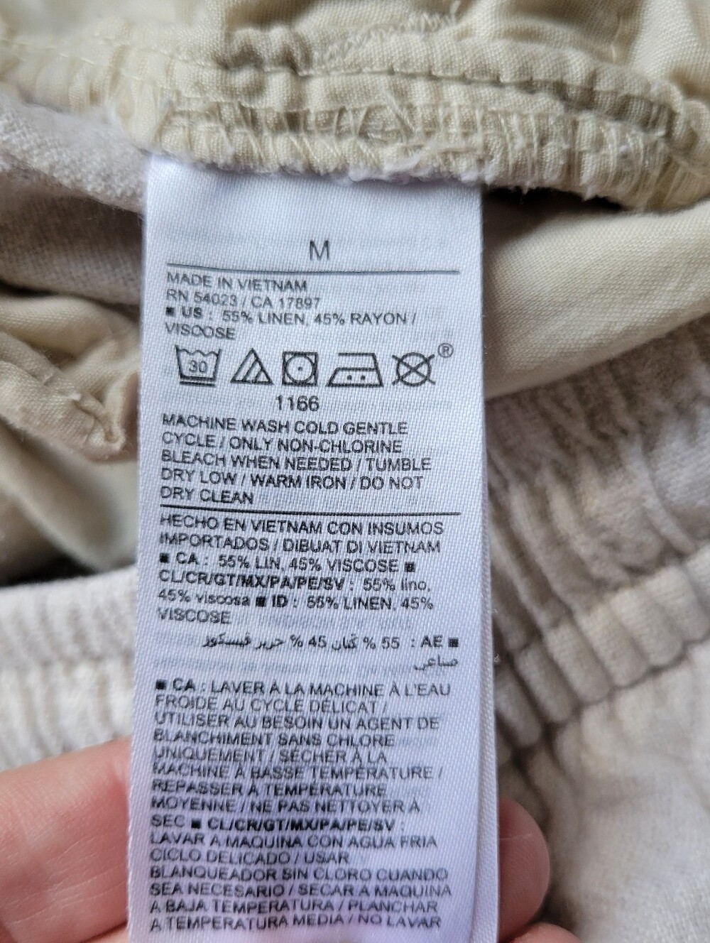 Old Navy Linen Blend Pull-On Ankle Pants  Elastic Waist Cream Women's Medium - Picture 7 of 10